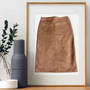 BOGO! Elegant Tan Faux Suede Pencil Skirt